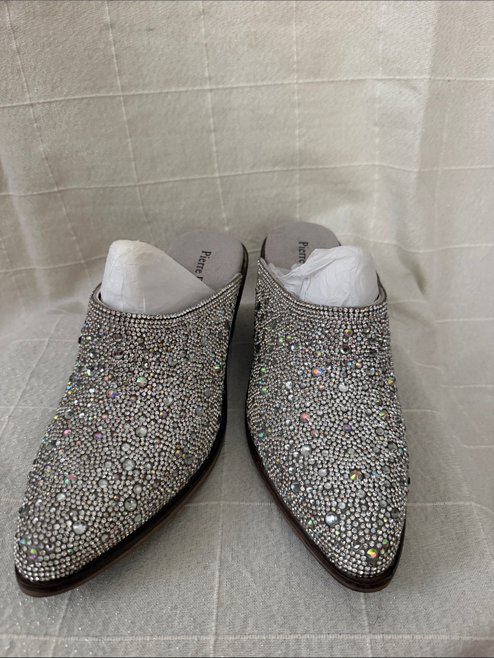 Pierre Dumas Crystal-Embellished Slip-On Mules - Silver